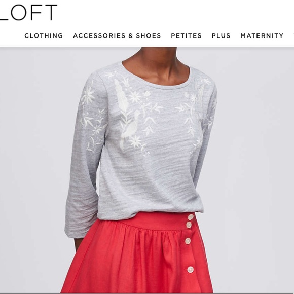 LOFT Peacock Embroidered Sweatshirt - Picture 2 of 3